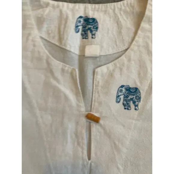 Elephant Top 2XL Geometric Art Short Sleeve V-Neck Boho Beach Hippie Shirt XXL - Picture 2 of 14